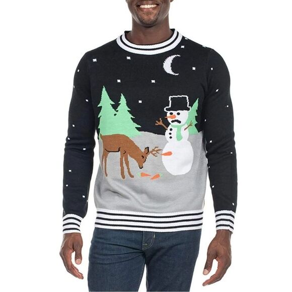 Tipsy Elves XL Ugly Christmas Sweater Carrot Trail Nightmare Reindeer - Picture 2 of 7